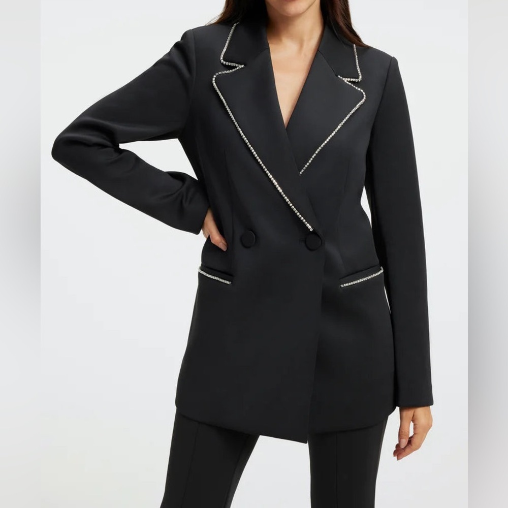 Good American Black Scuba Diamond Blazer Pants Suit Set Size M / 8